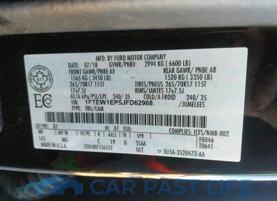 1FTEW1EP5JFD62968# 9