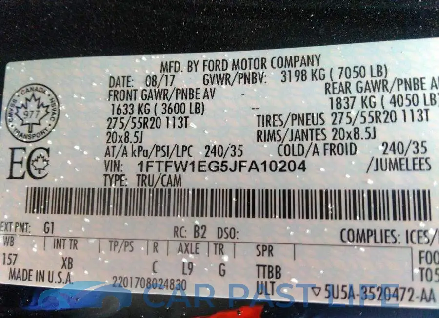 1FTFW1EG5JFA10204# 9