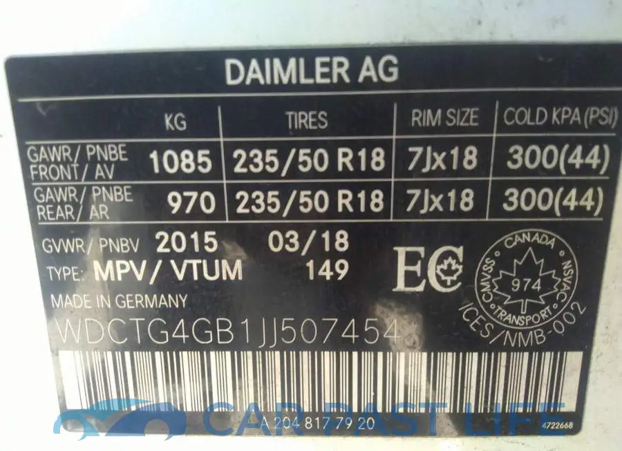 WDCTG4GB1JJ507454# 9