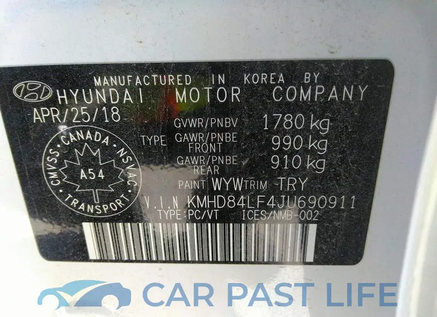 KMHD84LF4JU690911# 9