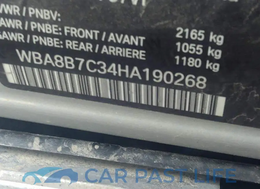 WBA8B7C34HA190268# 9