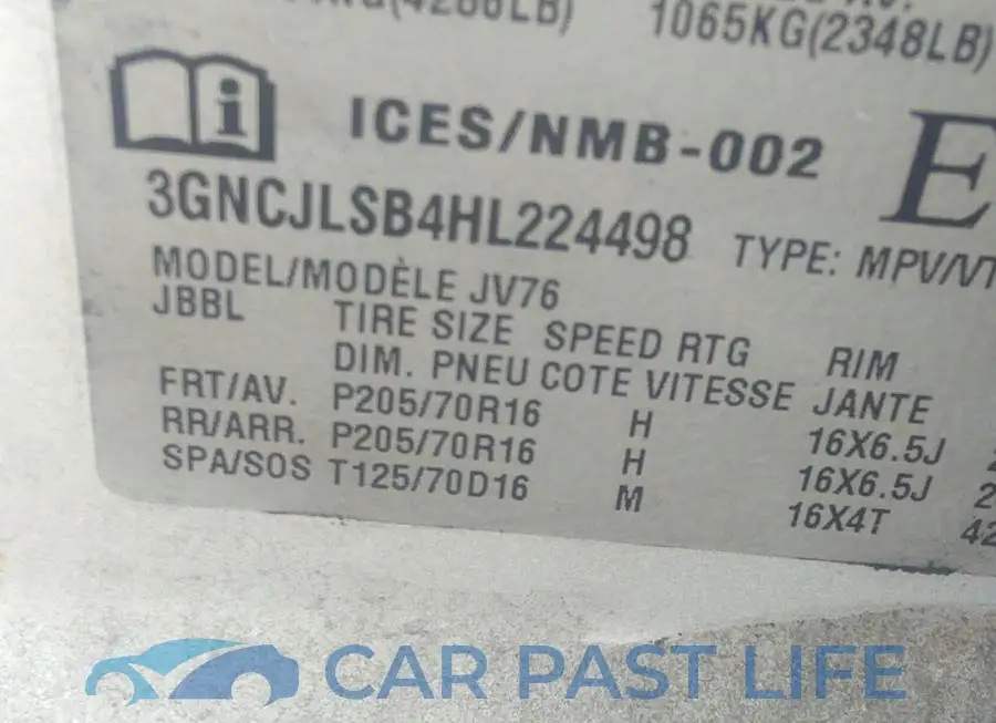 3GNCJLSB4HL224498# 9