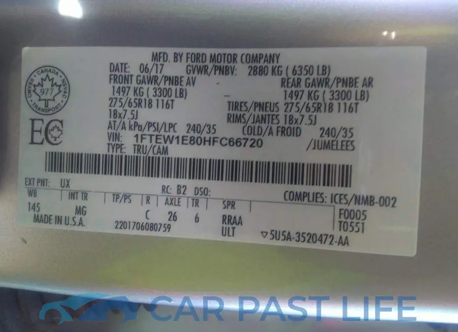 1FTEW1E80HFC66720# 9