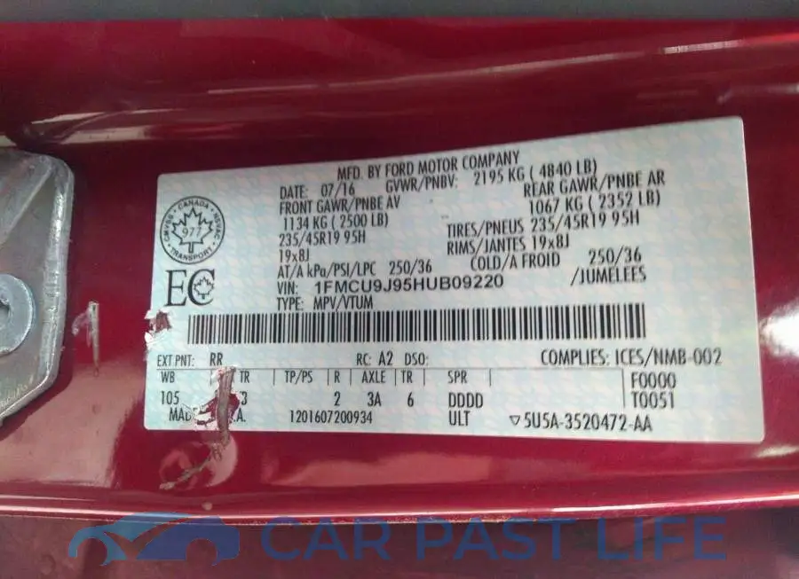 1FMCU9J95HUB09220# 9