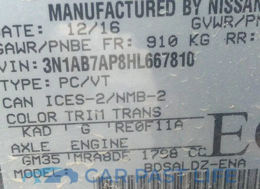 3N1AB7AP8HL667810# 9