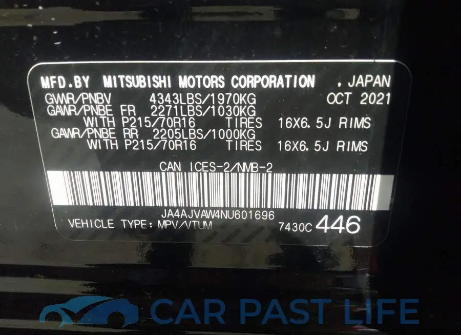 JA4AJVAW4NU601696# 9