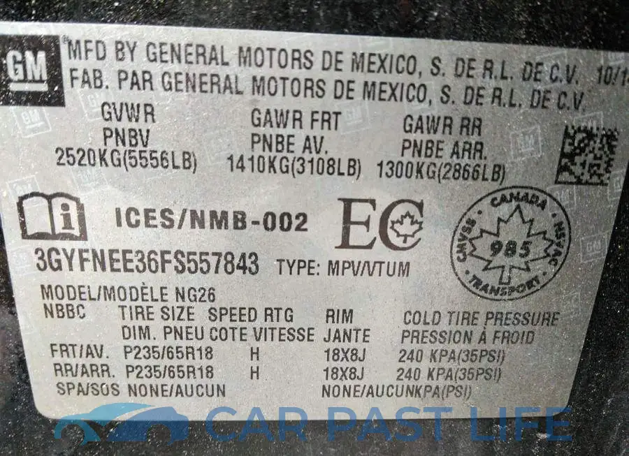 3GYFNEE36FS557843# 9