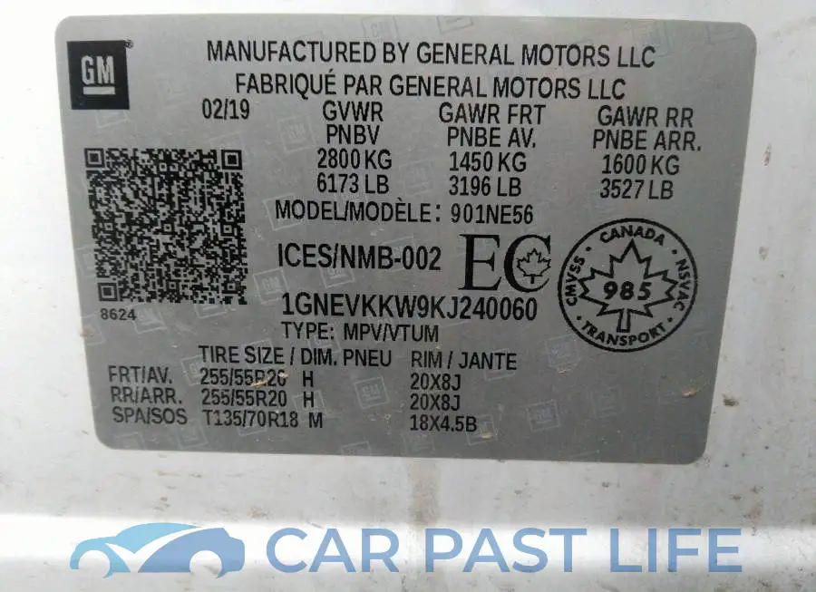1GNEVKKW9KJ240060# 9