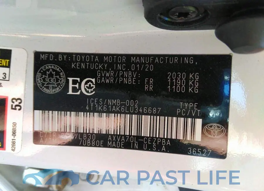 4T1K61AK6LU346687# 9