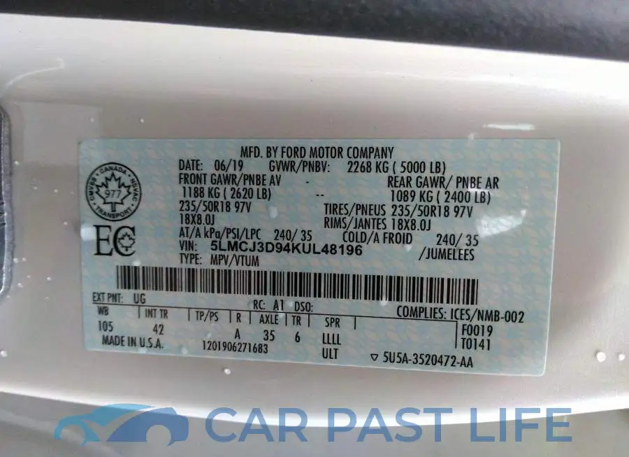 5LMCJ3D94KUL48196# 9