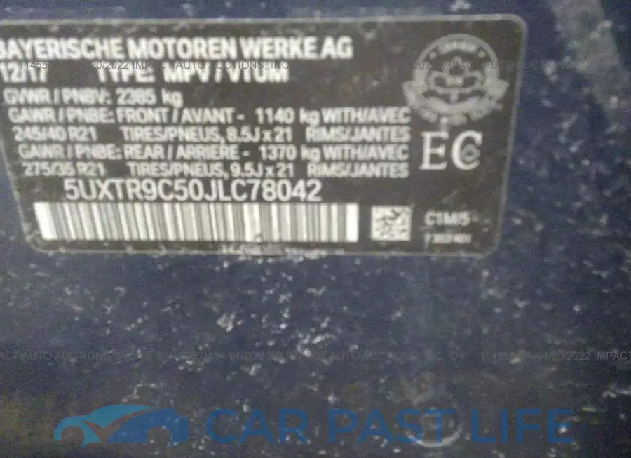 5UXTR9C50JLC78042# 9