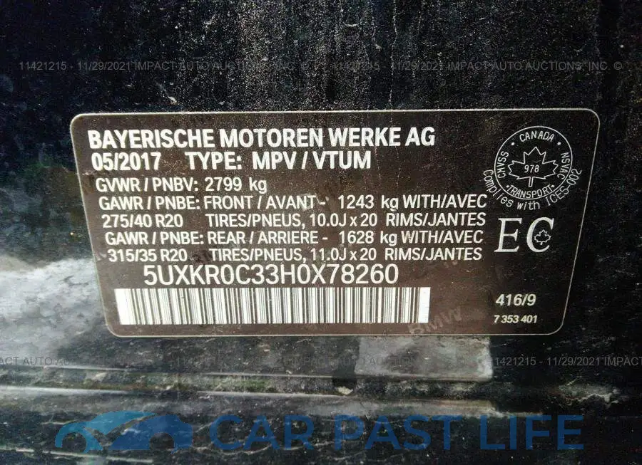 5UXKR0C33H0X78260# 9