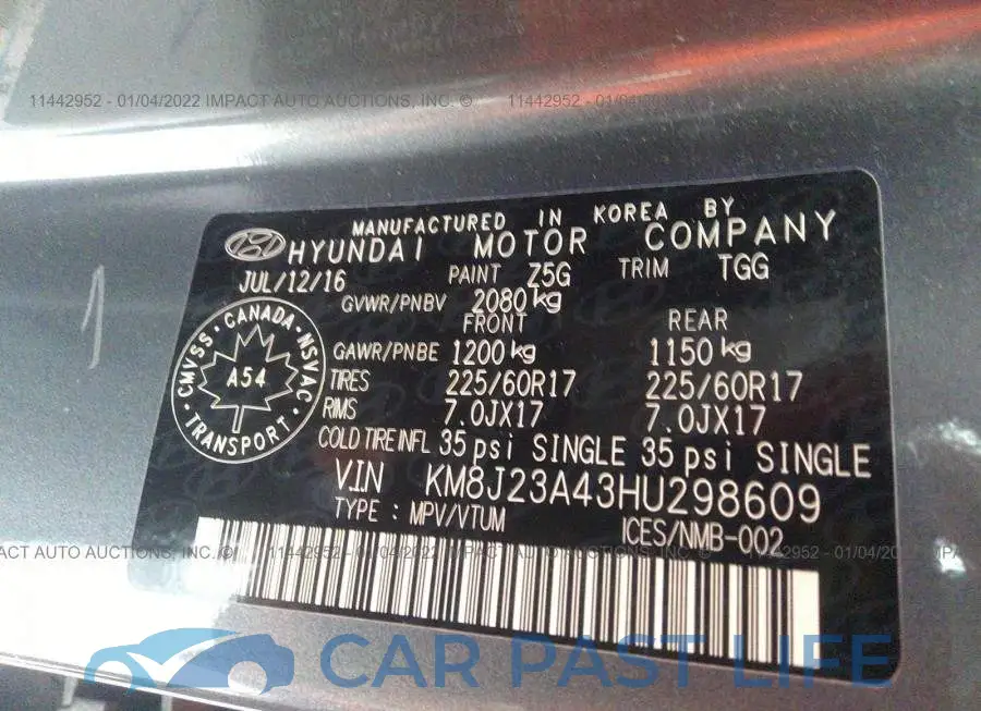 KM8J23A43HU298609# 9