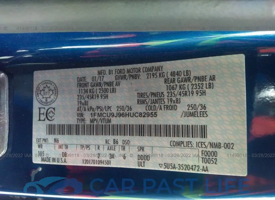 1FMCU9J96HUC82955# 9
