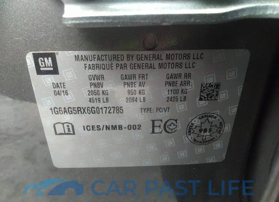 1G6AG5RX6G0172785# 9