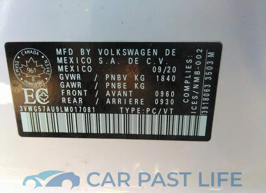 3VWG57AU9LM017081# 9
