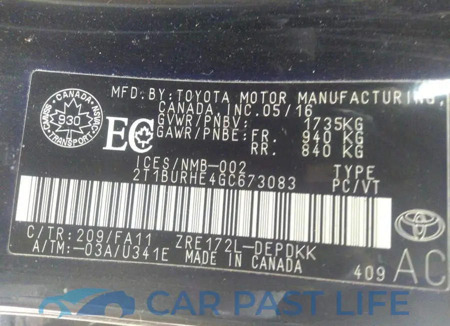2T1BURHE4GC673083# 9