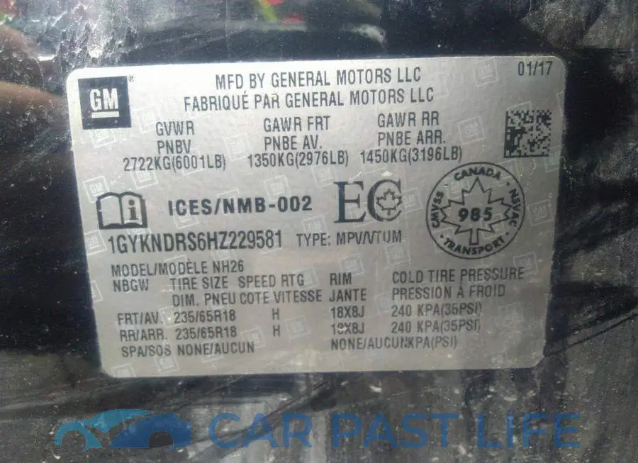 1GYKNDRS6HZ229581# 9