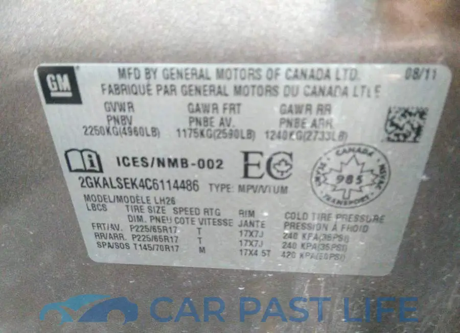 2GKALSEK4C6114486# 9