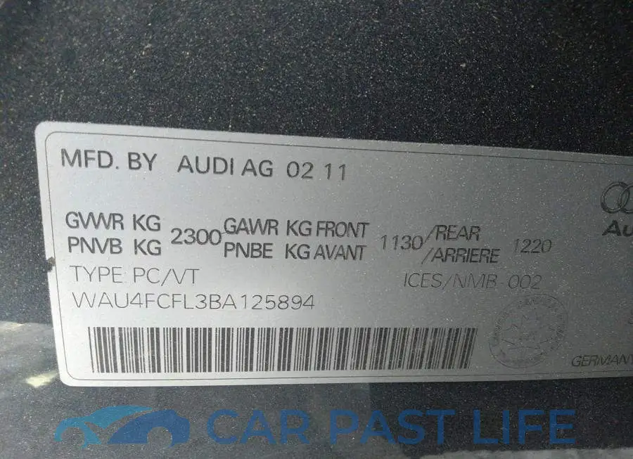 WAU4FCFL3BA125894# 9