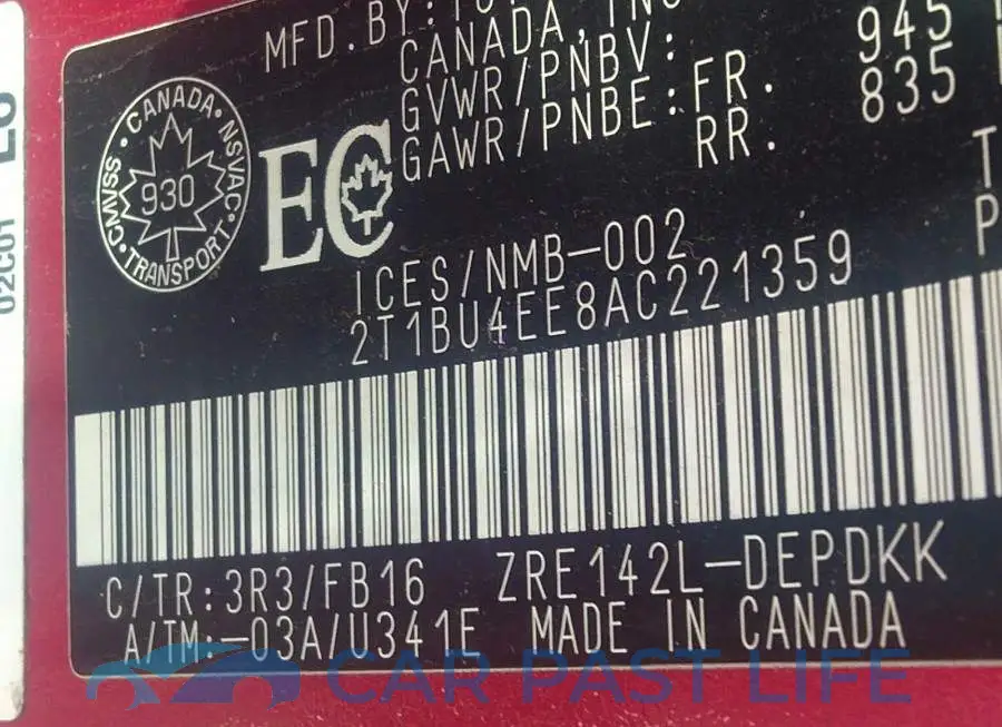 2T1BU4EE8AC221359# 9
