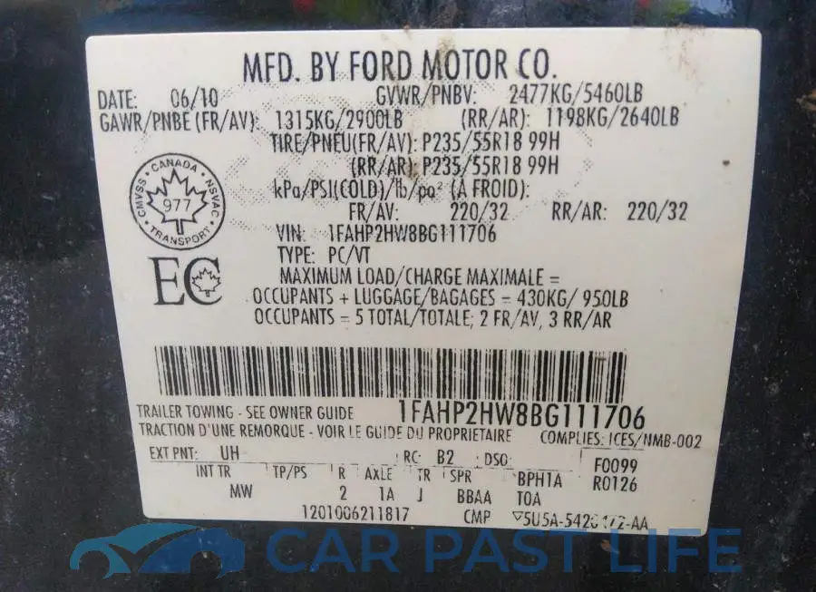 1FAHP2HW8BG111706# 9
