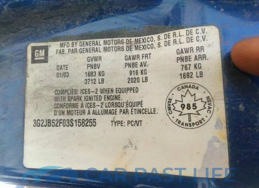 3G2JB52F03S158255# 9