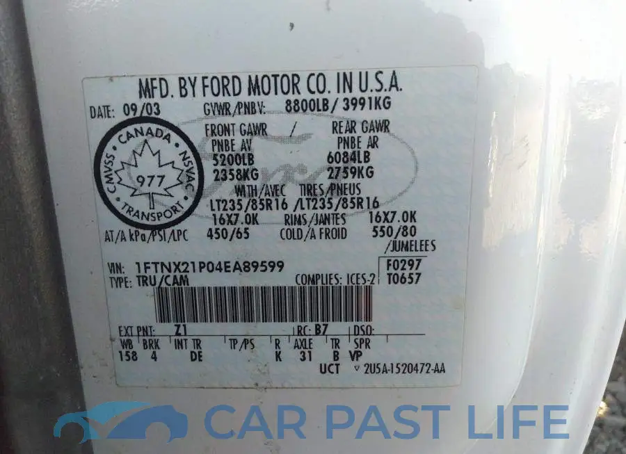 1FTNX21P04EA89599# 9
