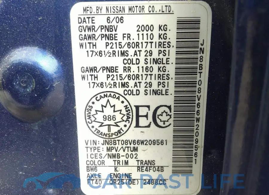 JN8BT08V66W209561# 9