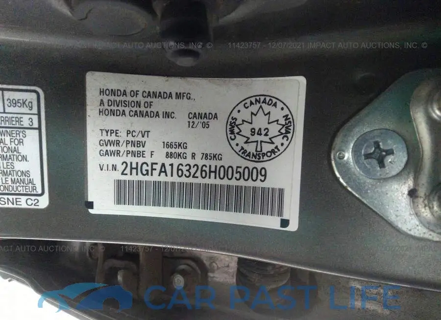 2HGFA16326H005009# 9