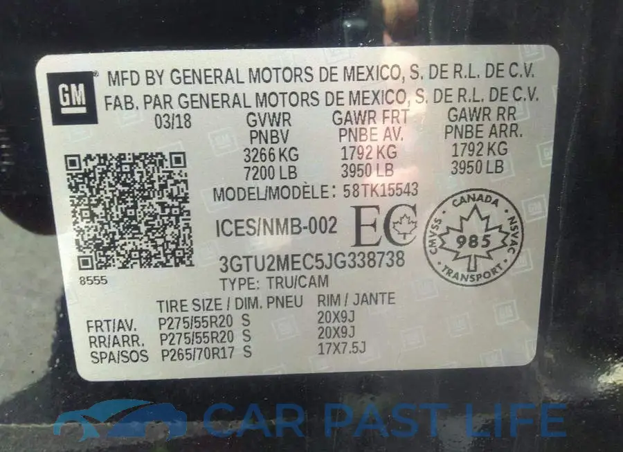 3GTU2MEC5JG338738# 9