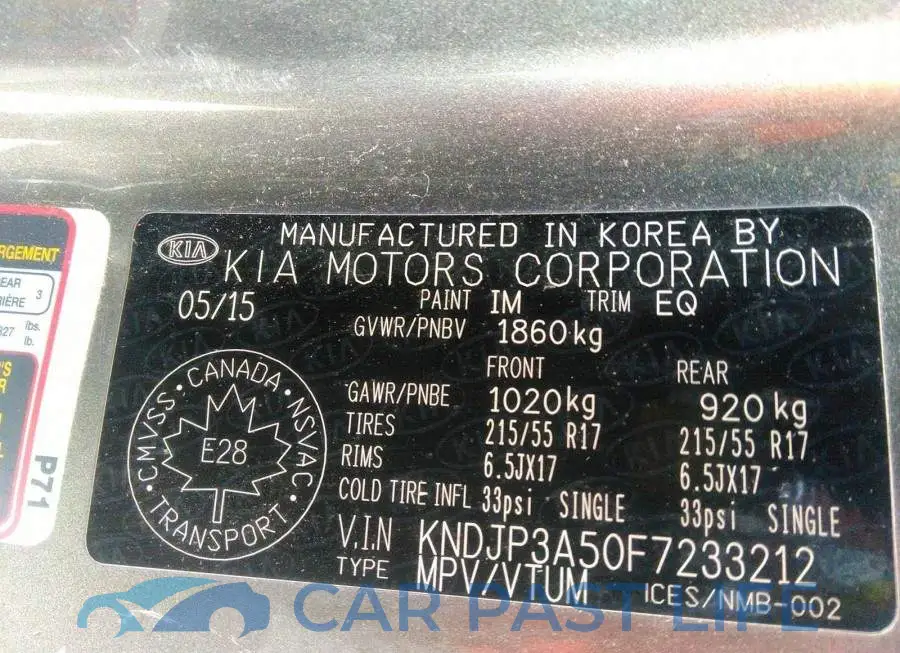 KNDJP3A50F7233212# 9