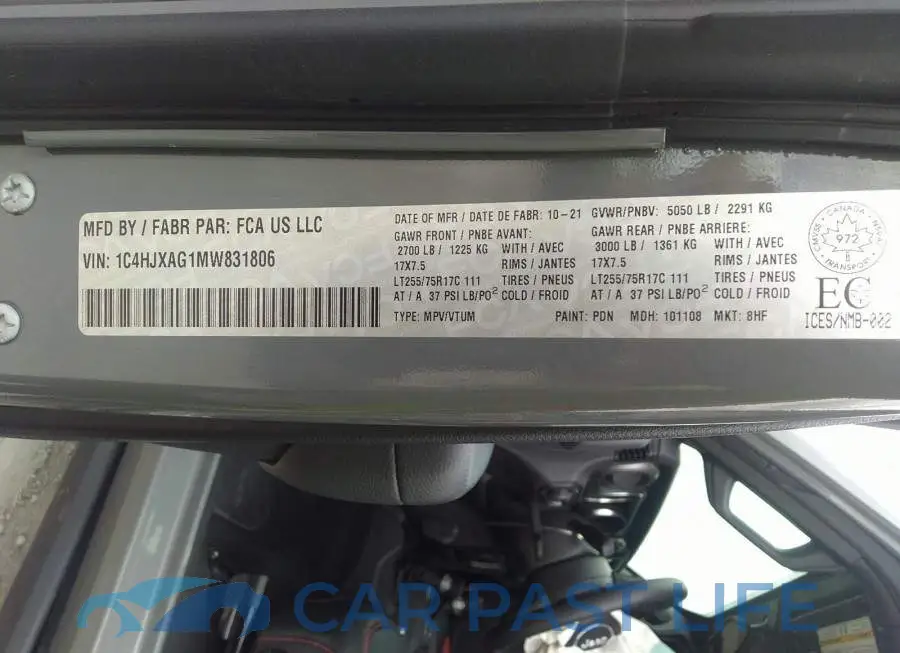1C4HJXAG1MW831806# 9