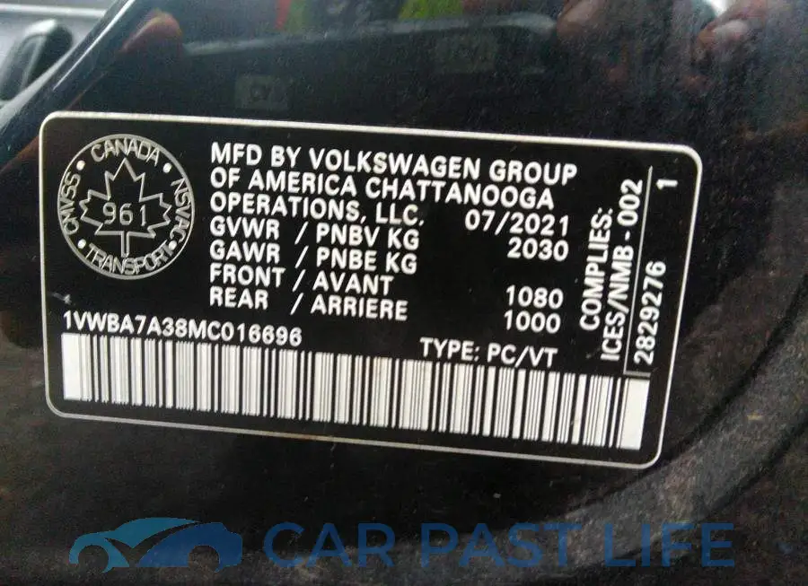 1VWBA7A38MC016696# 9