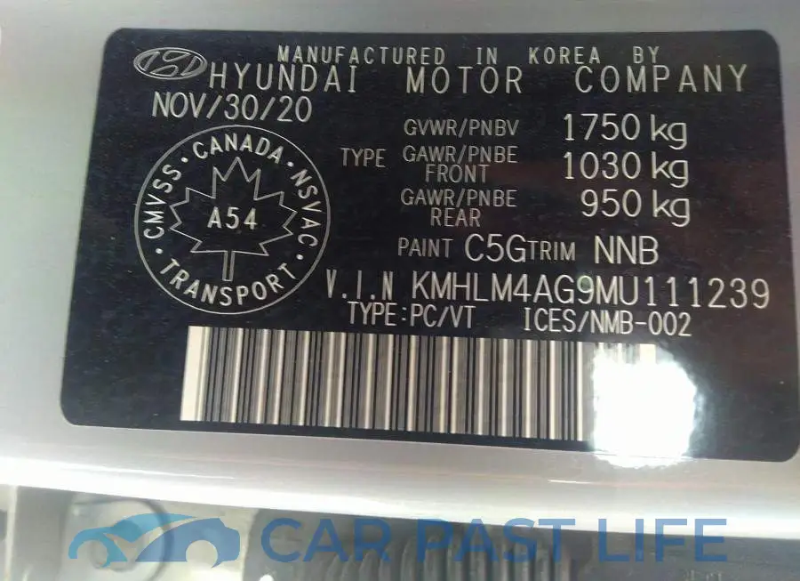 KMHLM4AG9MU111239# 9