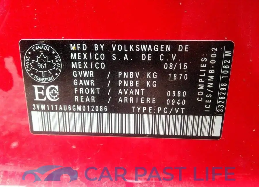 3VW117AU6GM012086# 9