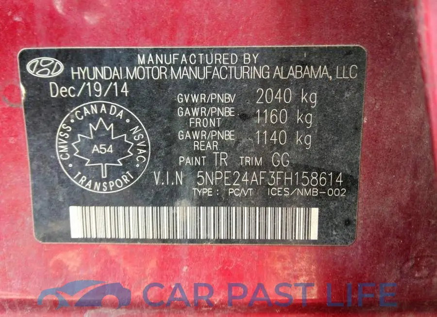 5NPE24AF3FH158614# 9