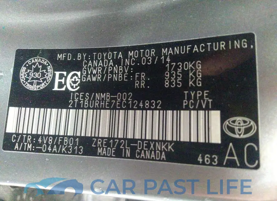 2T1BURHE7EC124832# 9