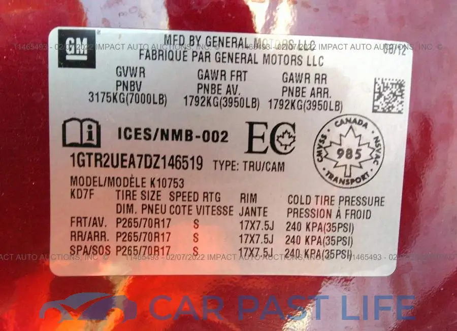 1GTR2UEA7DZ146519# 9