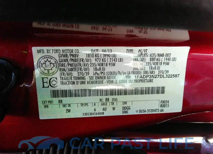 1FADP3N27DL322587# 9