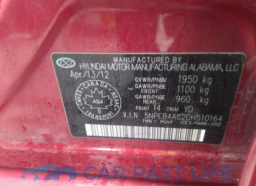 5NPEB4AC2DH510164# 9