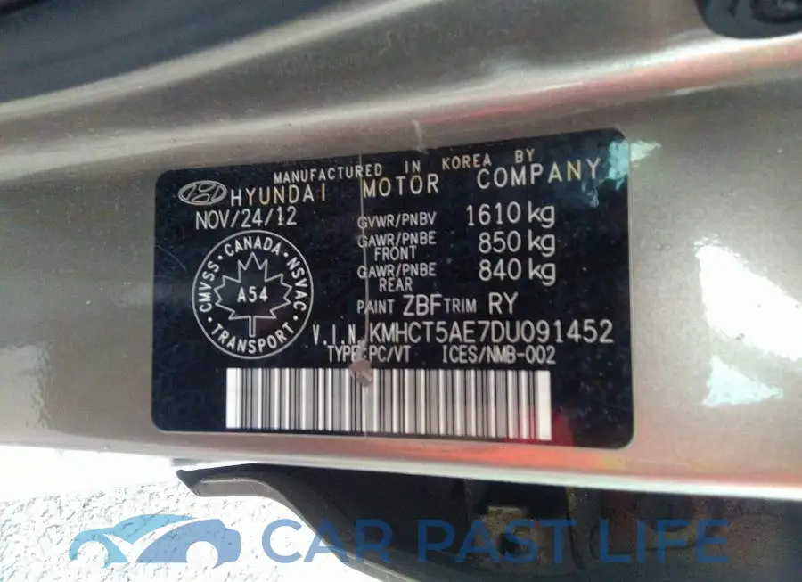 KMHCT5AE7DU091452# 9