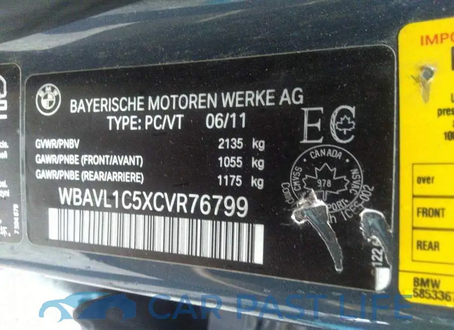 WBAVL1C5XCVR76799# 9
