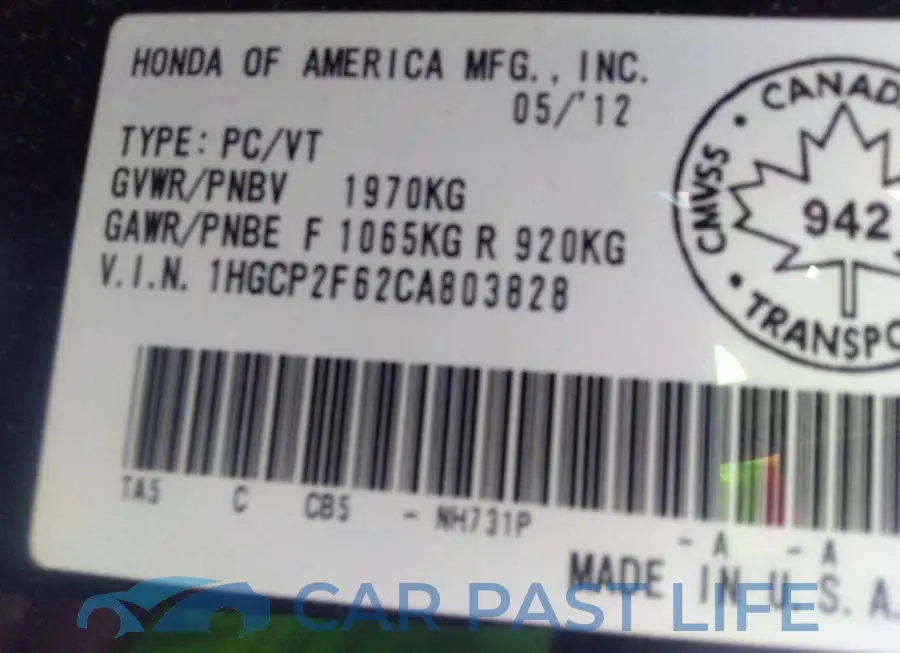 1HGCP2F62CA803828# 9