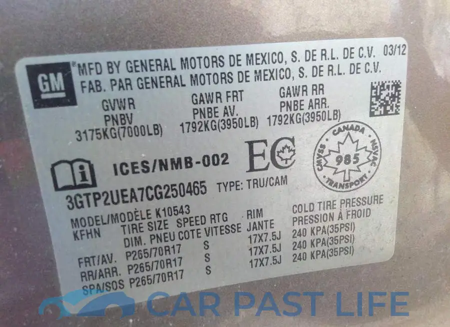 3GTP2UEA7CG250465# 9