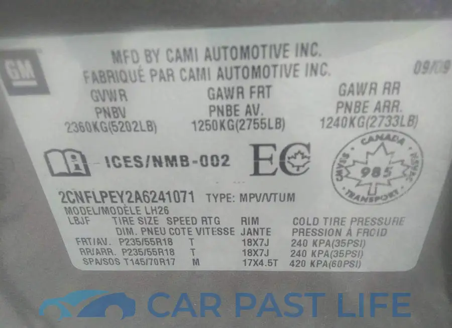 2CNFLPEY2A6241071# 9