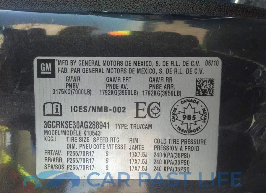 3GCRKSE30AG288941# 9