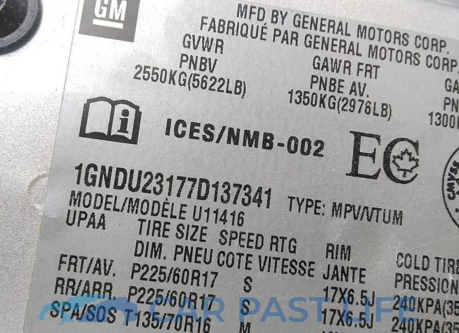 1GNDU23177D137341# 9