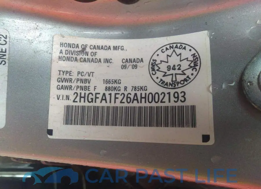 2HGFA1F26AH002193# 9