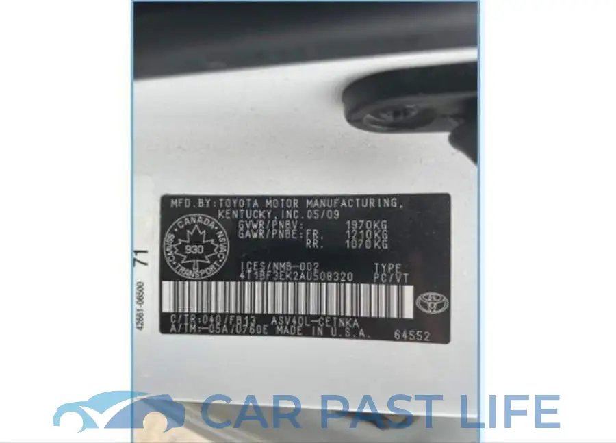 4T1BF3EK2AU508320# 6